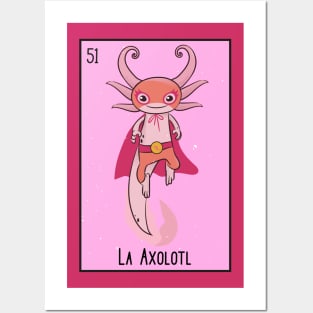 La Axolotl // Mexican Luchador Loteria Card Posters and Art